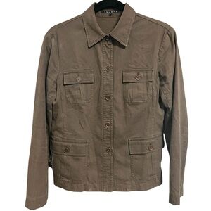 Theory Brown Utility Jacket Structured Silhouette